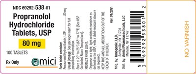 Propranolol 80mg 100ct Label